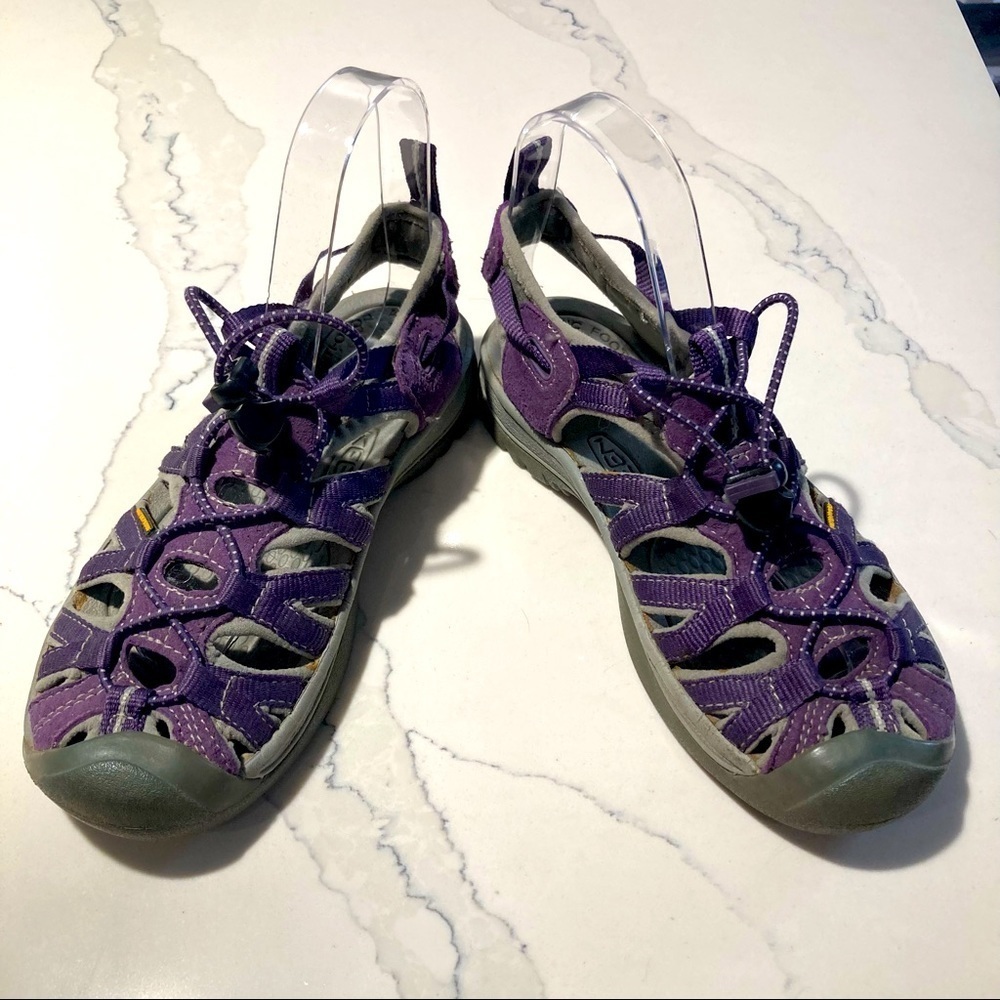 KEEN Sz 6.5 Waterproof Bungee Closure Purple and Grey Colourway Outdoor Sandals